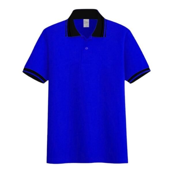 Kaos polo biru pria wanita