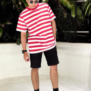 Bassic oversize stripe tees with pocket
